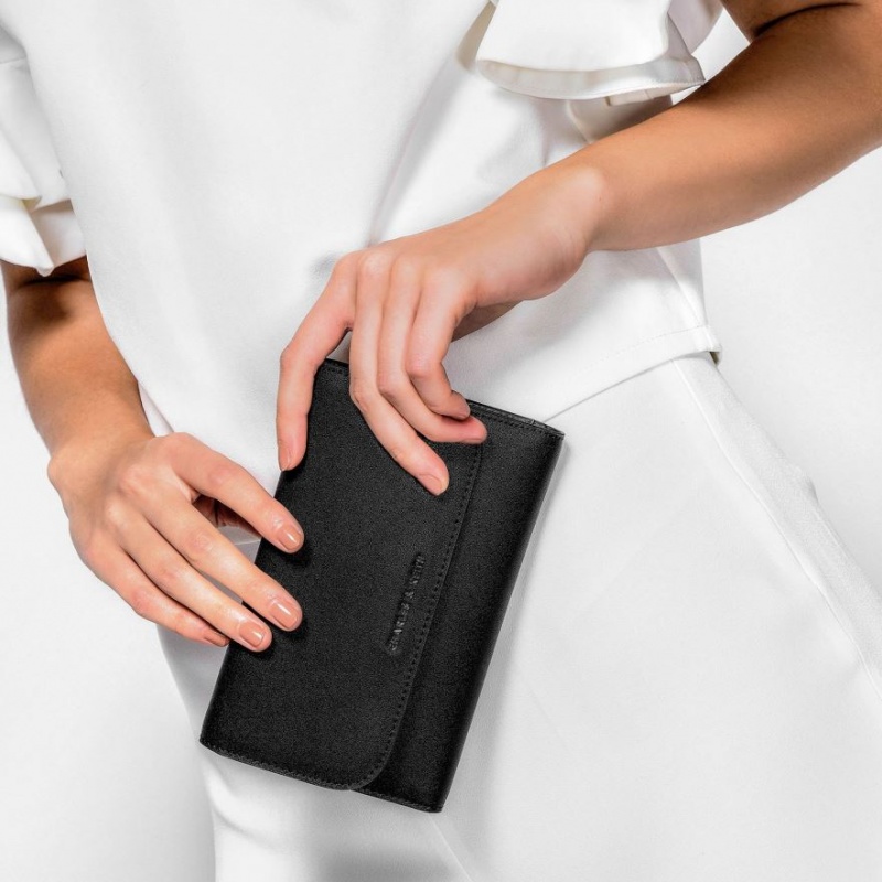 πορτοφολια Charles And Keith Front Flap μαυρα | 19238-BTHA