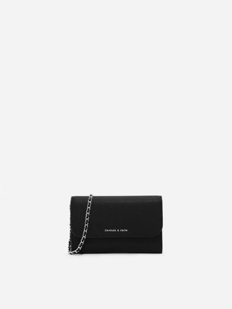 πορτοφολια Charles And Keith Front Flap μαυρα | 19238-BTHA
