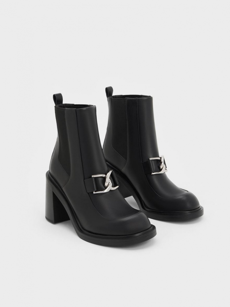 Μποτακια Charles And Keith Gabine Block Heel μαυρα | 90453-LNRQ