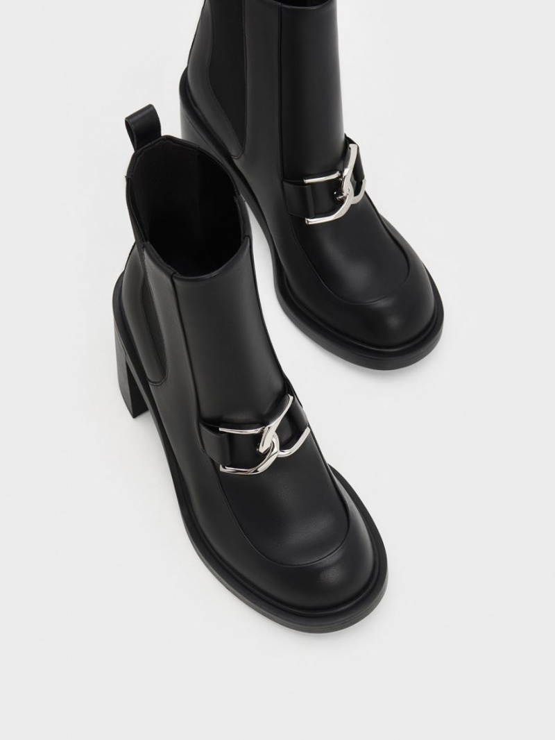 Μποτακια Charles And Keith Gabine Block Heel μαυρα | 90453-LNRQ