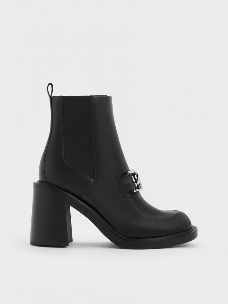 Μποτακια Charles And Keith Gabine Block Heel μαυρα | 90453-LNRQ