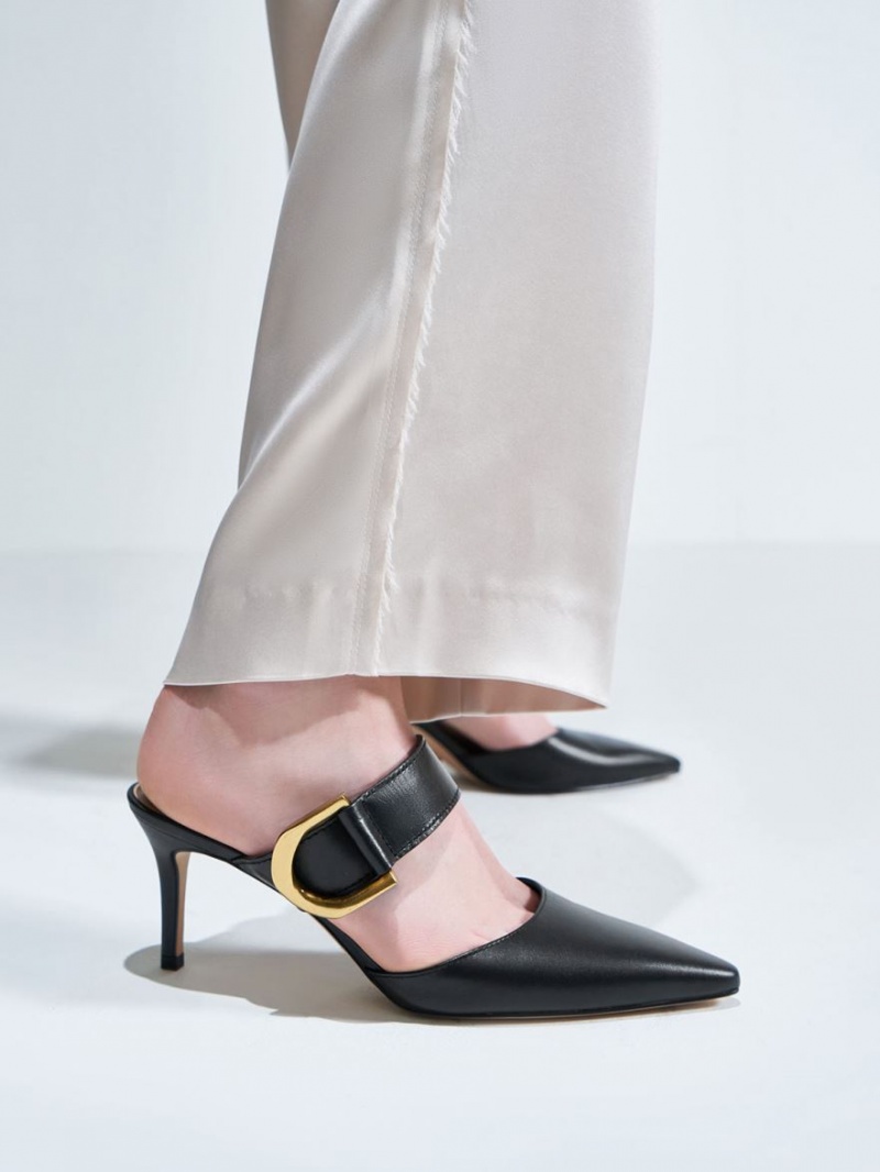 Γοβεσ Charles And Keith Gabine Buckled δερματινα Mule μαυρα | 09534-LKYD