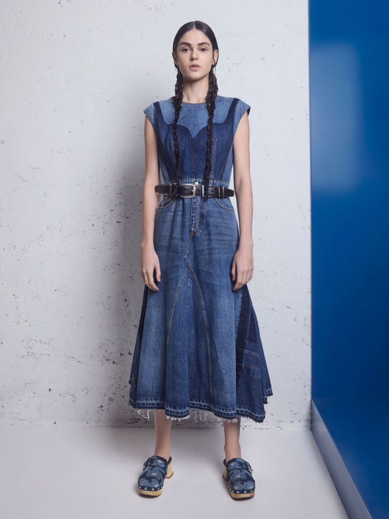 Σαμπο Charles And Keith Gabine Floral Denim Studded μπλε | 29540-DYPX