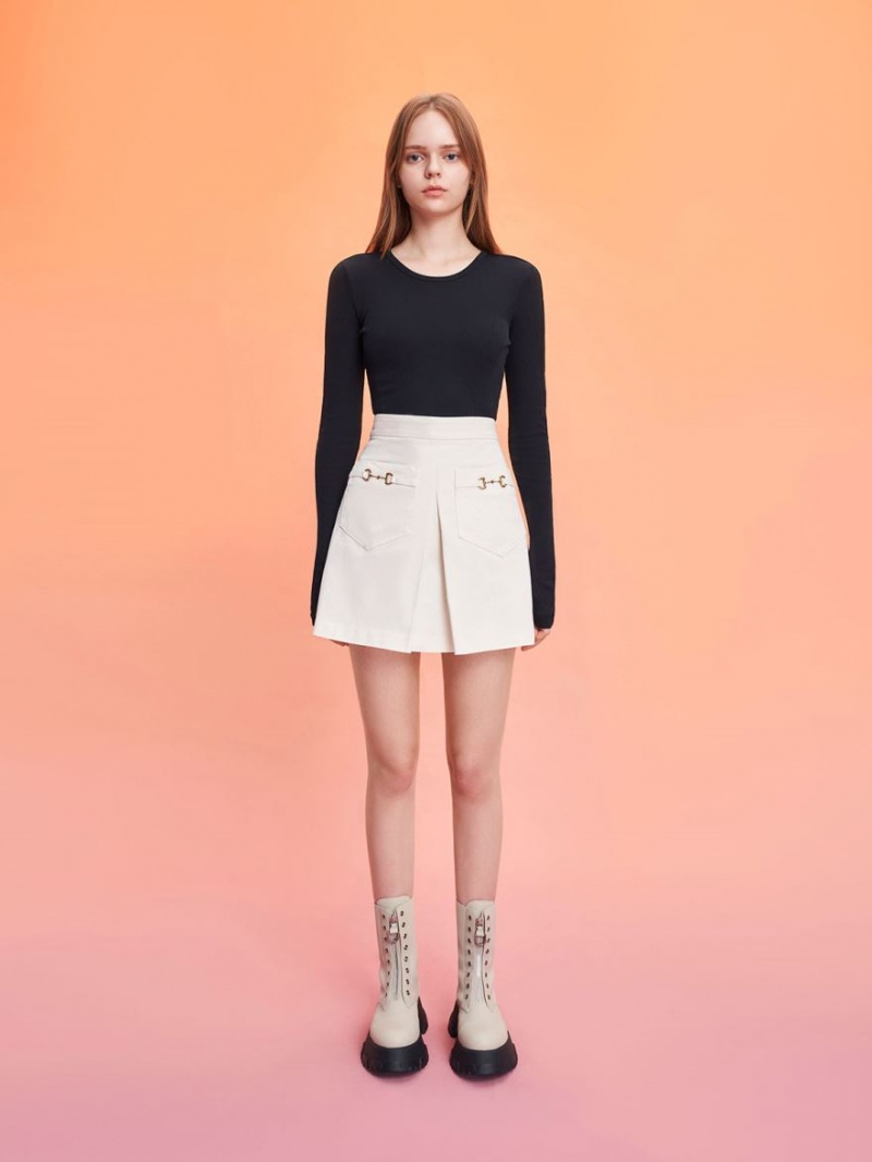 Μποτακια Charles And Keith Gabine Front Zip ασπρα | 48792-CXSA