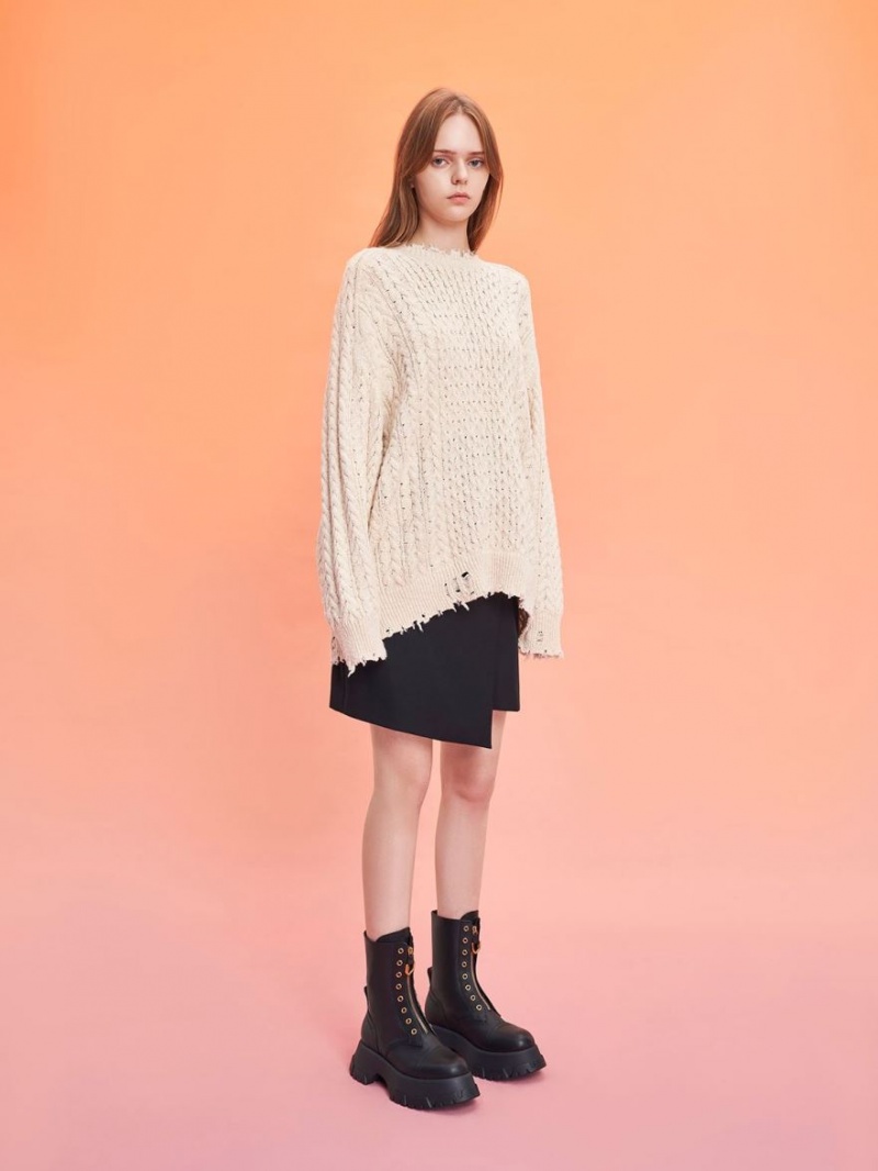 Μποτακια Charles And Keith Gabine Front Zip μαυρα | 49768-AOPG