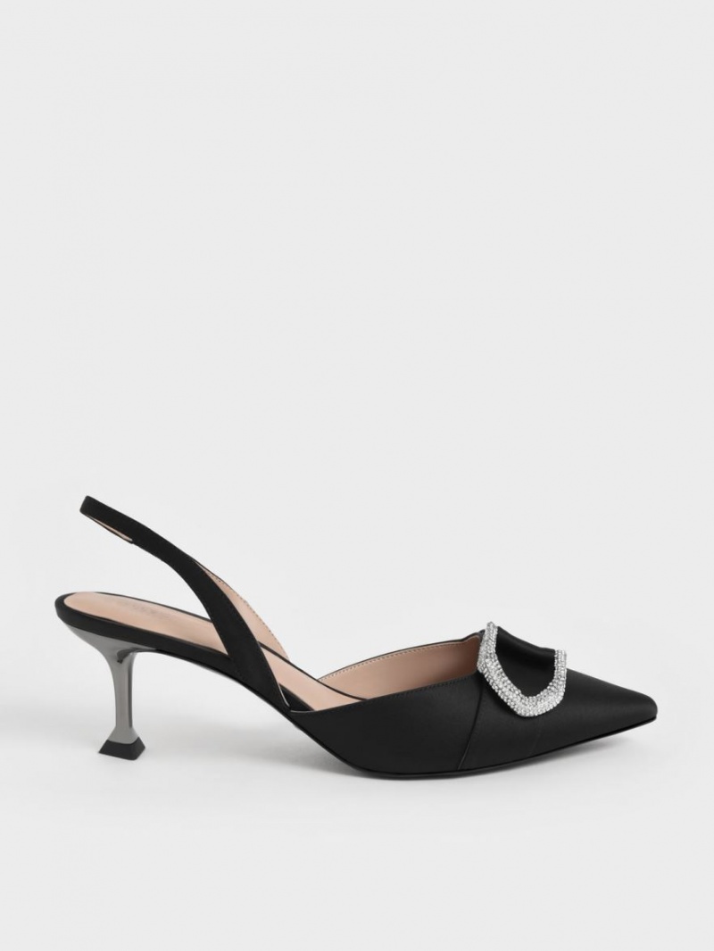 Γοβεσ Charles And Keith Gabine Gem-Embellished Slingback μαυρα | 45260-PZQM