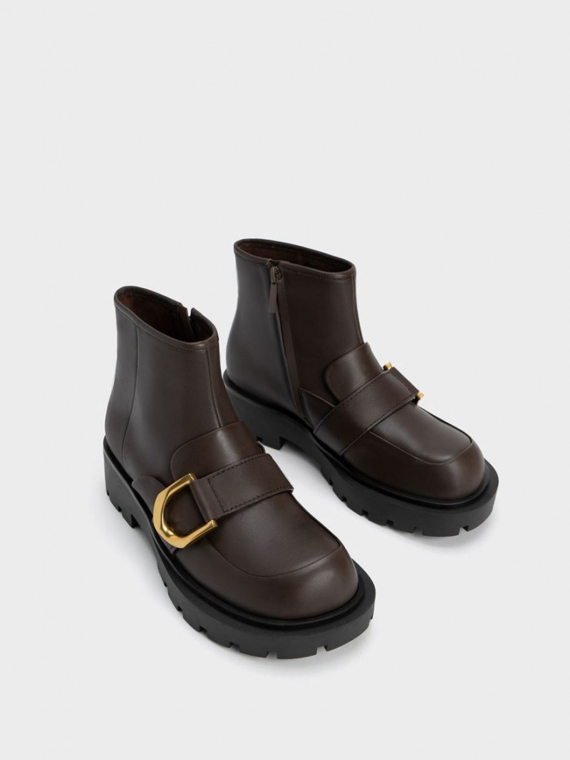 Μποτακια Charles And Keith Gabine Loafer σκούρο καφε | 27543-DUPJ