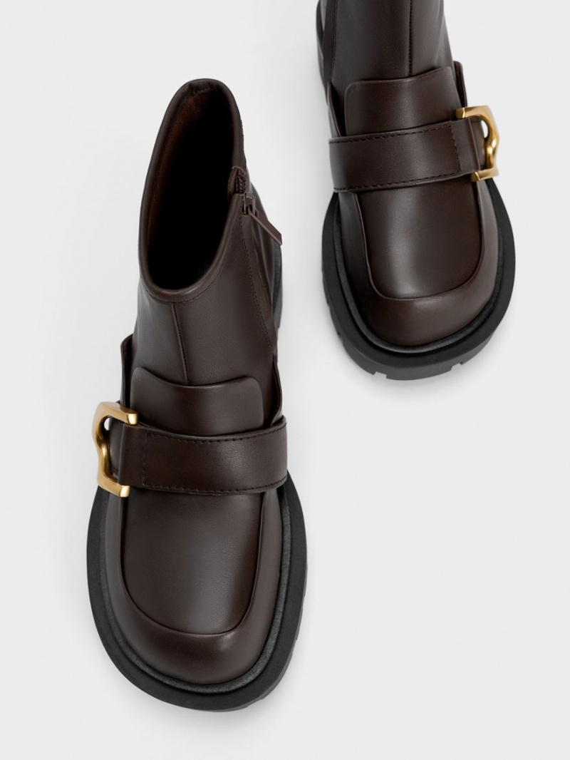 Μποτακια Charles And Keith Gabine Loafer σκούρο καφε | 27543-DUPJ