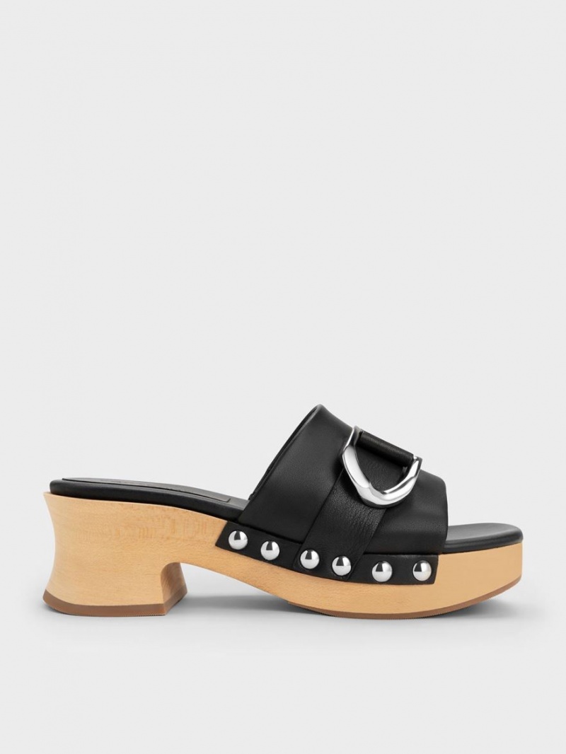 Σαμπο Charles And Keith Gabine Studded δερματινα μαυρα | 06187-KAST