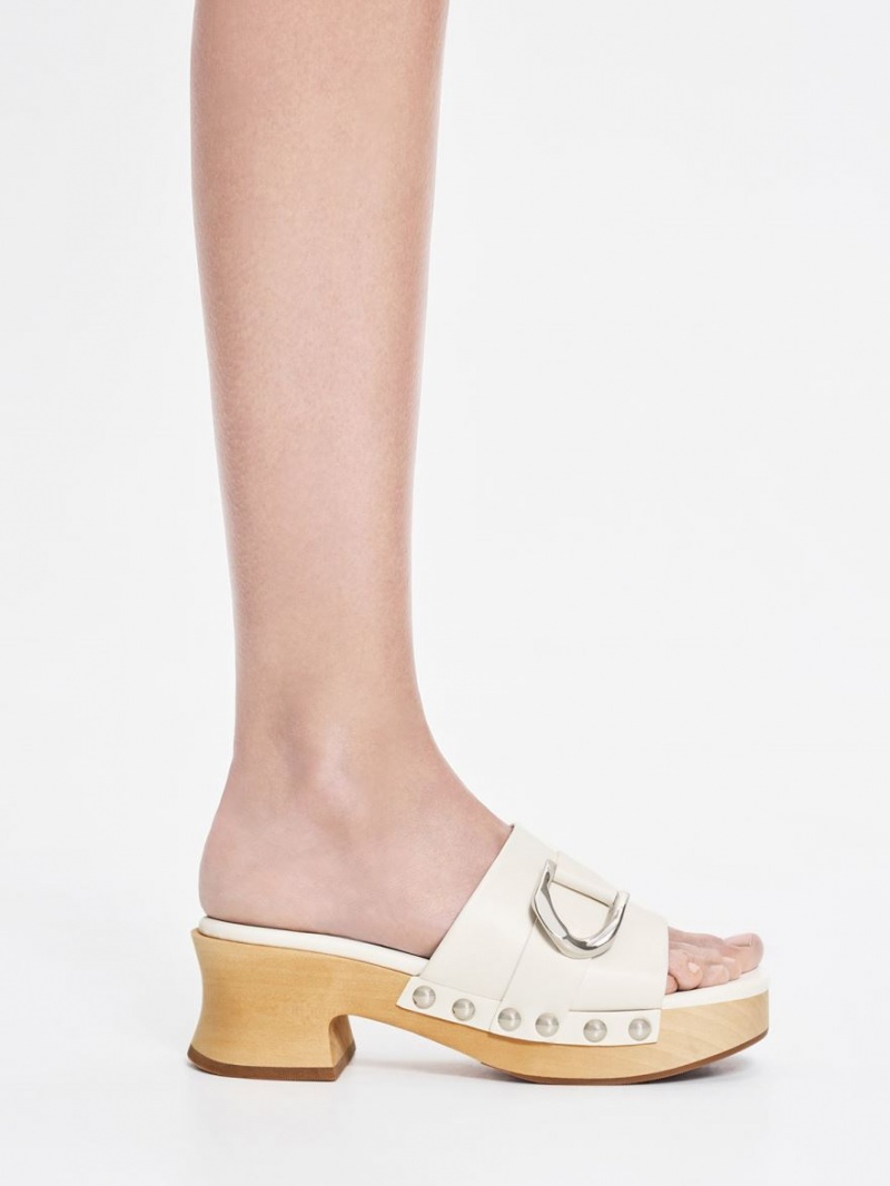Σαμπο Charles And Keith Gabine Studded δερματινα ασπρα | 27860-WDEH