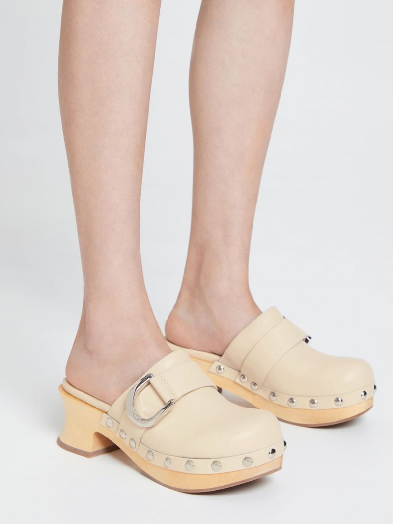 Σαμπο Charles And Keith Gabine Studded δερματινα Μπεζ | 39175-FZTU