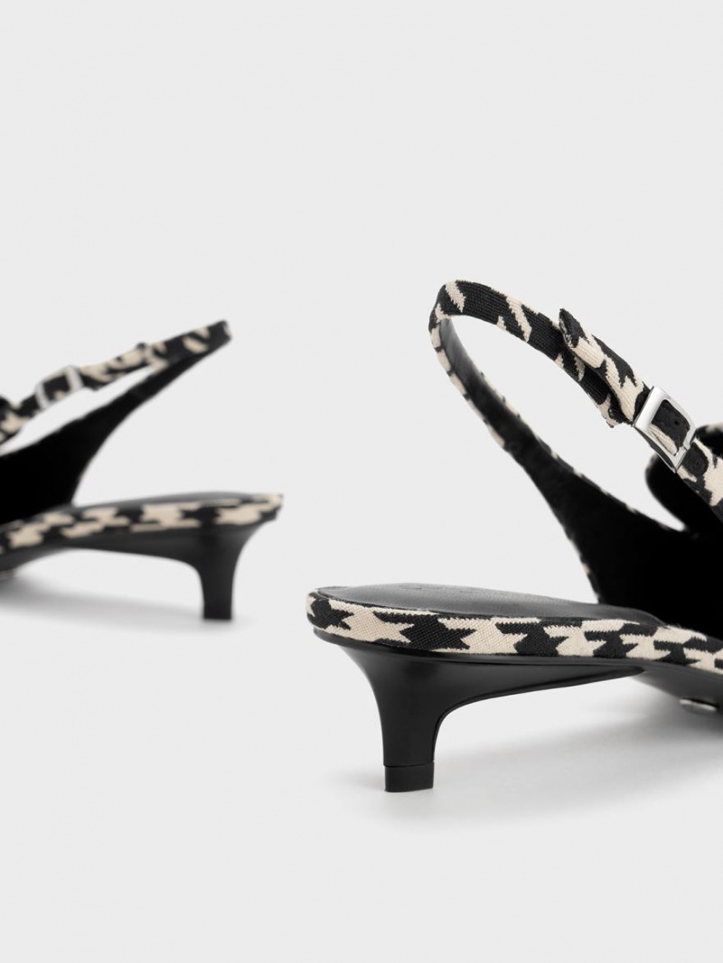 Γοβεσ Charles And Keith Gabine δερματινα Houndstooth Slingback Πολύχρωμο | 21876-DBTL