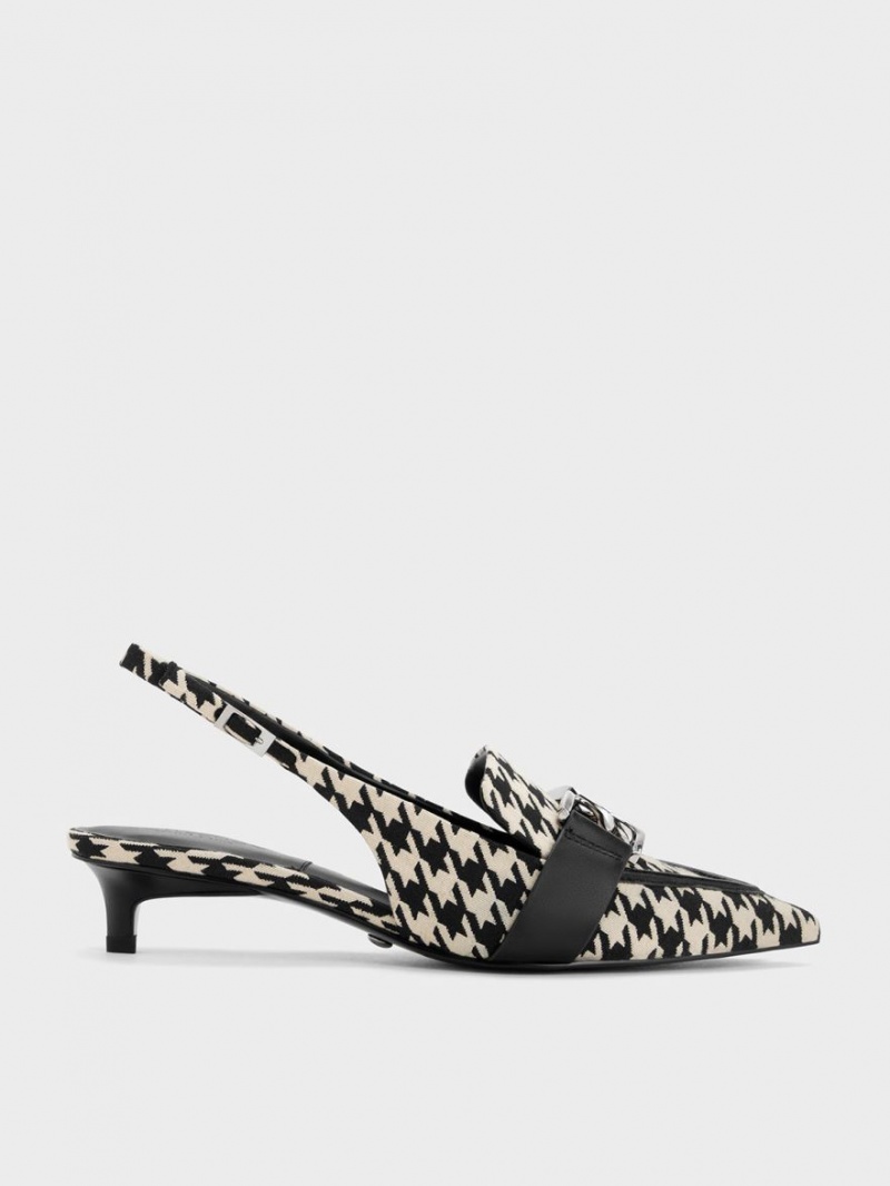Γοβεσ Charles And Keith Gabine δερματινα Houndstooth Slingback Πολύχρωμο | 21876-DBTL