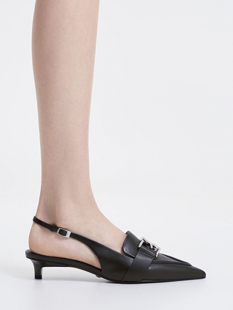 Γοβεσ Charles And Keith Gabine δερματινα Slingback μαυρα | 31074-HUJD