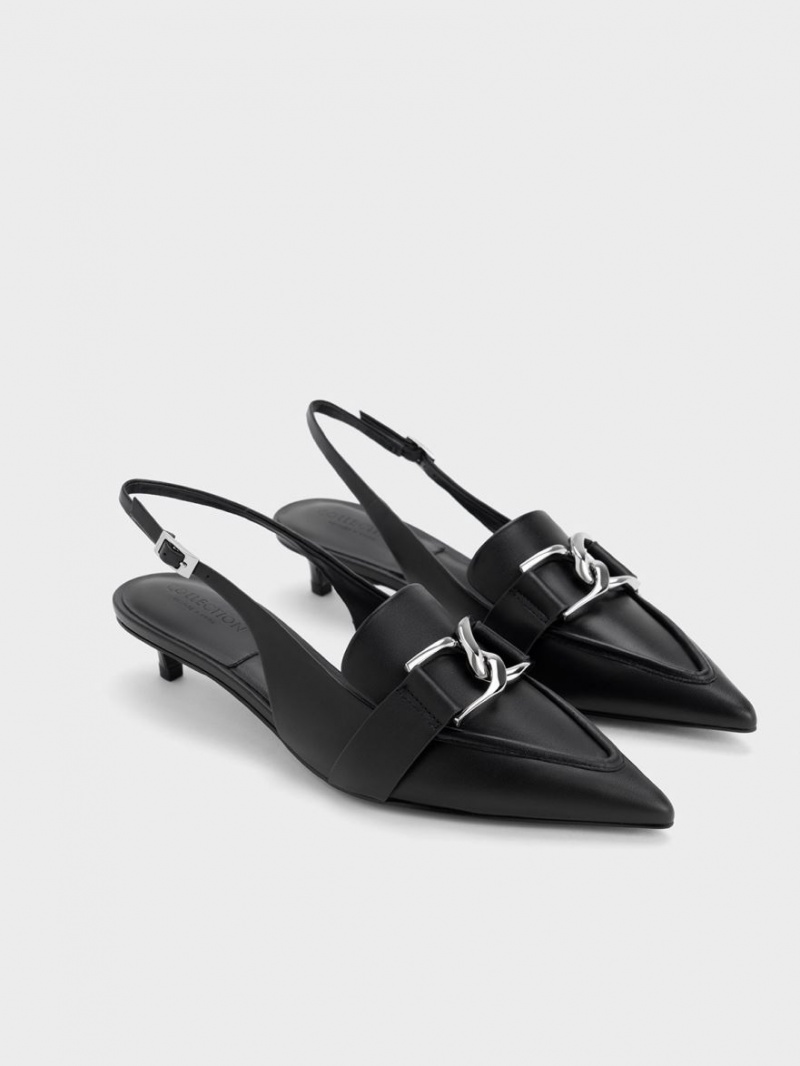 Γοβεσ Charles And Keith Gabine δερματινα Slingback μαυρα | 31074-HUJD