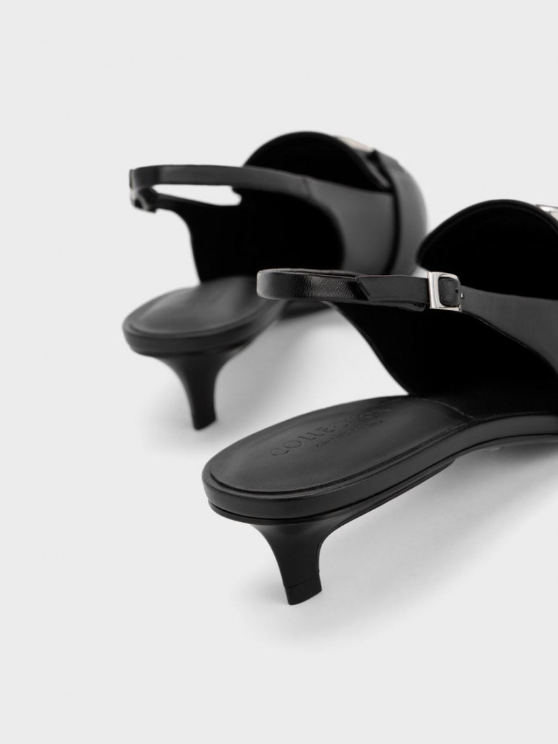 Γοβεσ Charles And Keith Gabine δερματινα Slingback μαυρα | 31074-HUJD