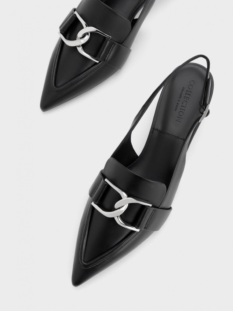 Γοβεσ Charles And Keith Gabine δερματινα Slingback μαυρα | 31074-HUJD