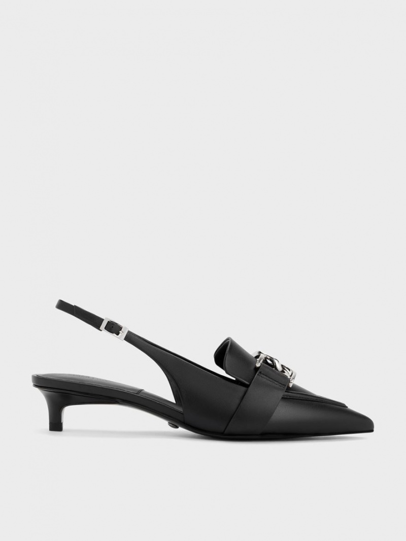 Γοβεσ Charles And Keith Gabine δερματινα Slingback μαυρα | 31074-HUJD