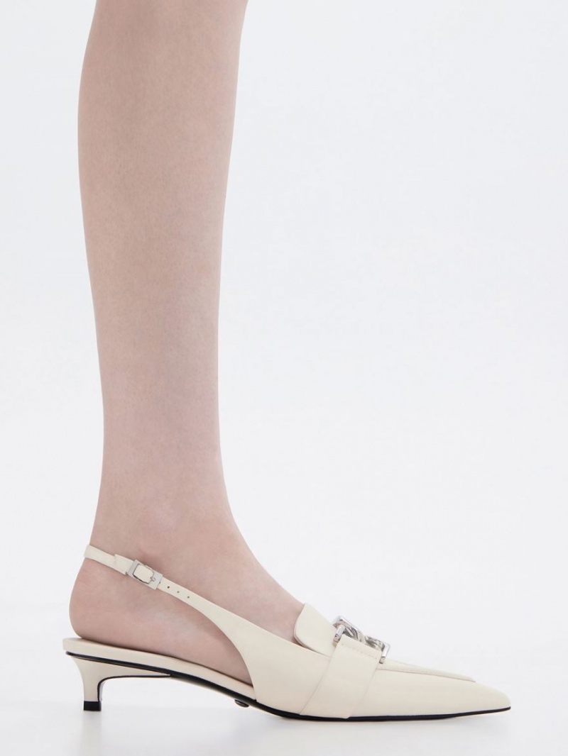 Γοβεσ Charles And Keith Gabine δερματινα Slingback ασπρα | 34916-QGMV