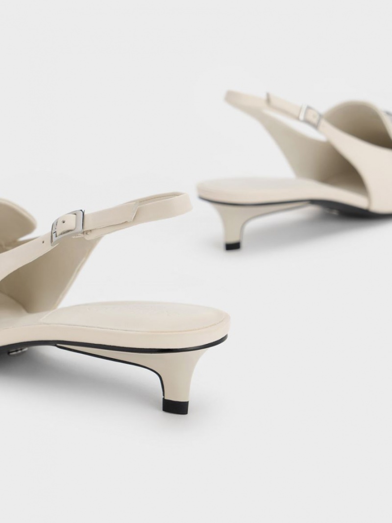 Γοβεσ Charles And Keith Gabine δερματινα Slingback ασπρα | 34916-QGMV