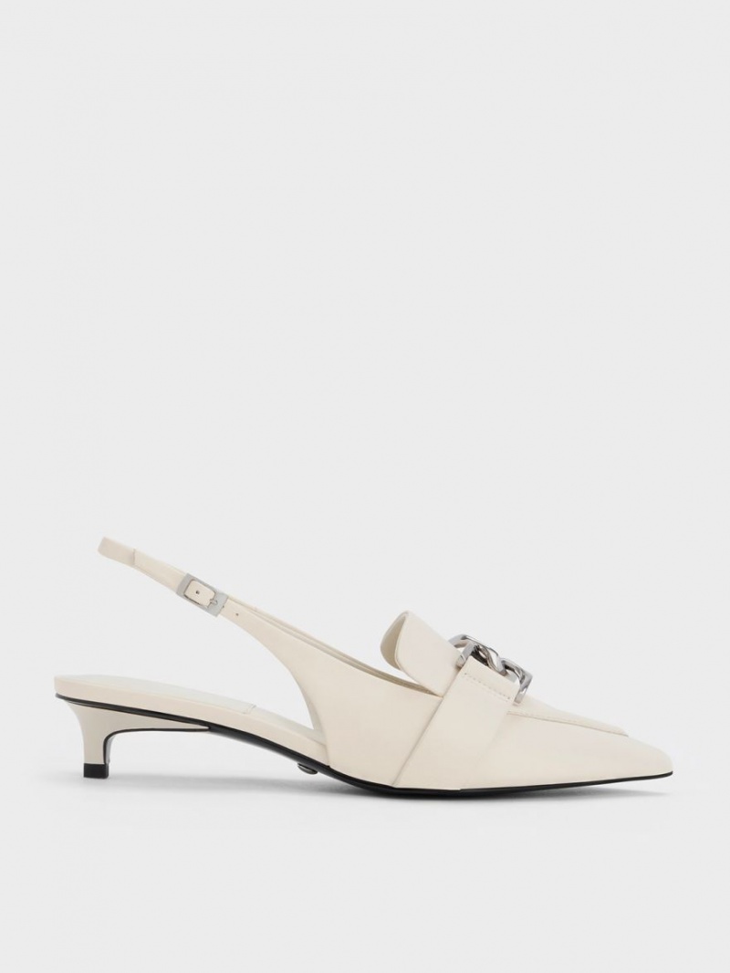 Γοβεσ Charles And Keith Gabine δερματινα Slingback ασπρα | 34916-QGMV