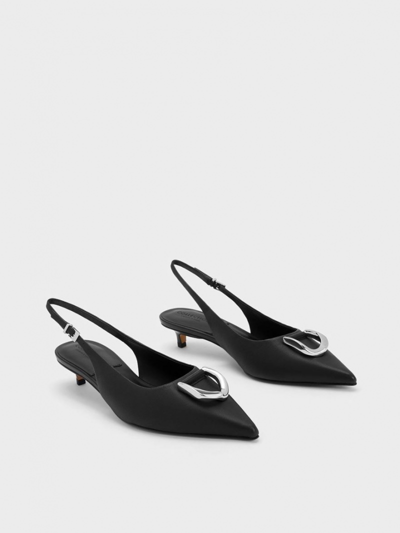 Γοβεσ Charles And Keith Gabine δερματινα Slingback μαυρα | 60234-SKMY