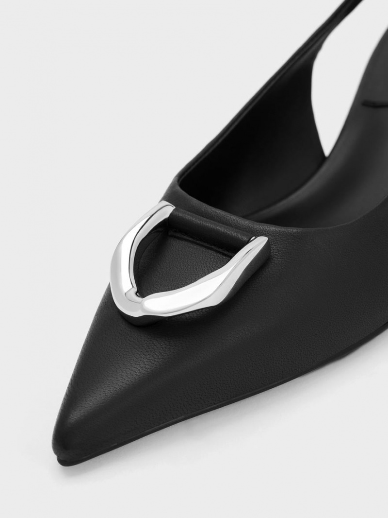 Γοβεσ Charles And Keith Gabine δερματινα Slingback μαυρα | 60234-SKMY