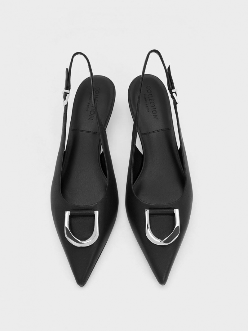 Γοβεσ Charles And Keith Gabine δερματινα Slingback μαυρα | 60234-SKMY