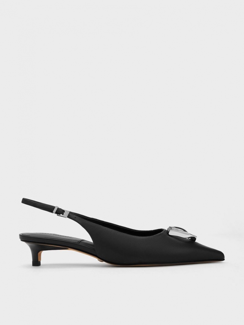 Γοβεσ Charles And Keith Gabine δερματινα Slingback μαυρα | 60234-SKMY