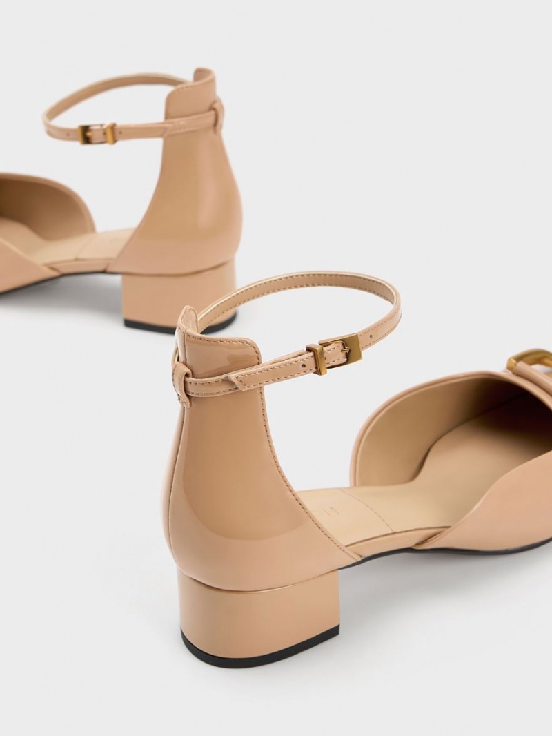 Γοβεσ Charles And Keith Gabine λουστρινι δερματινα D'Orsay Μπεζ | 35690-VLEW