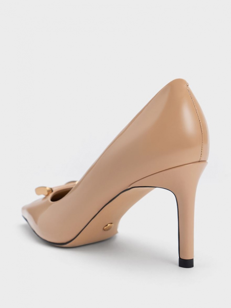 Γοβεσ Charles And Keith Gabine λουστρινι δερματινα Tapered Μπεζ | 70938-QWXR