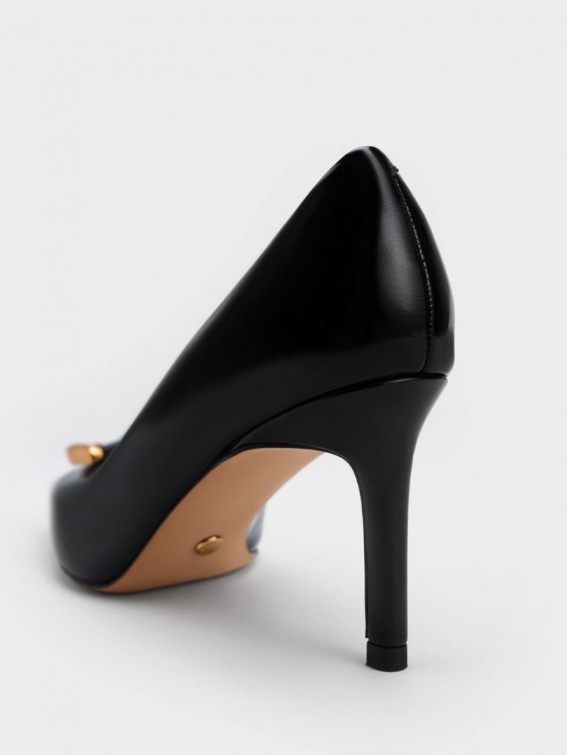 Γοβεσ Charles And Keith Gabine λουστρινι δερματινα Tapered μαυρα | 79824-TKQC