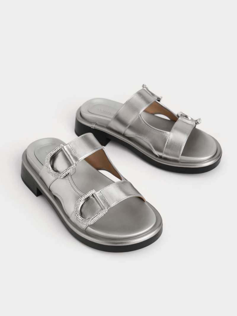 Σαγιοναρεσ Charles And Keith Gabine δερματινα ασημι | 97485-WYNQ