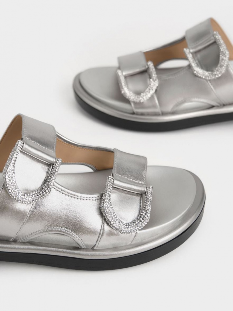 Σαγιοναρεσ Charles And Keith Gabine δερματινα ασημι | 97485-WYNQ