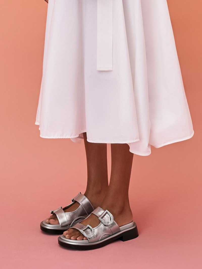 Σαγιοναρεσ Charles And Keith Gabine δερματινα ασημι | 97485-WYNQ