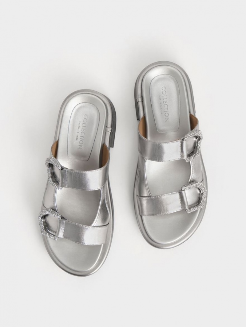 Σαγιοναρεσ Charles And Keith Gabine δερματινα ασημι | 97485-WYNQ