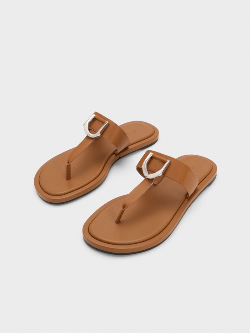 Σανδαλια Charles And Keith Gabine δερματινα Στρινγκ καφε | 23451-HMGX