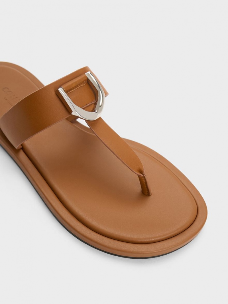 Σανδαλια Charles And Keith Gabine δερματινα Στρινγκ καφε | 23451-HMGX