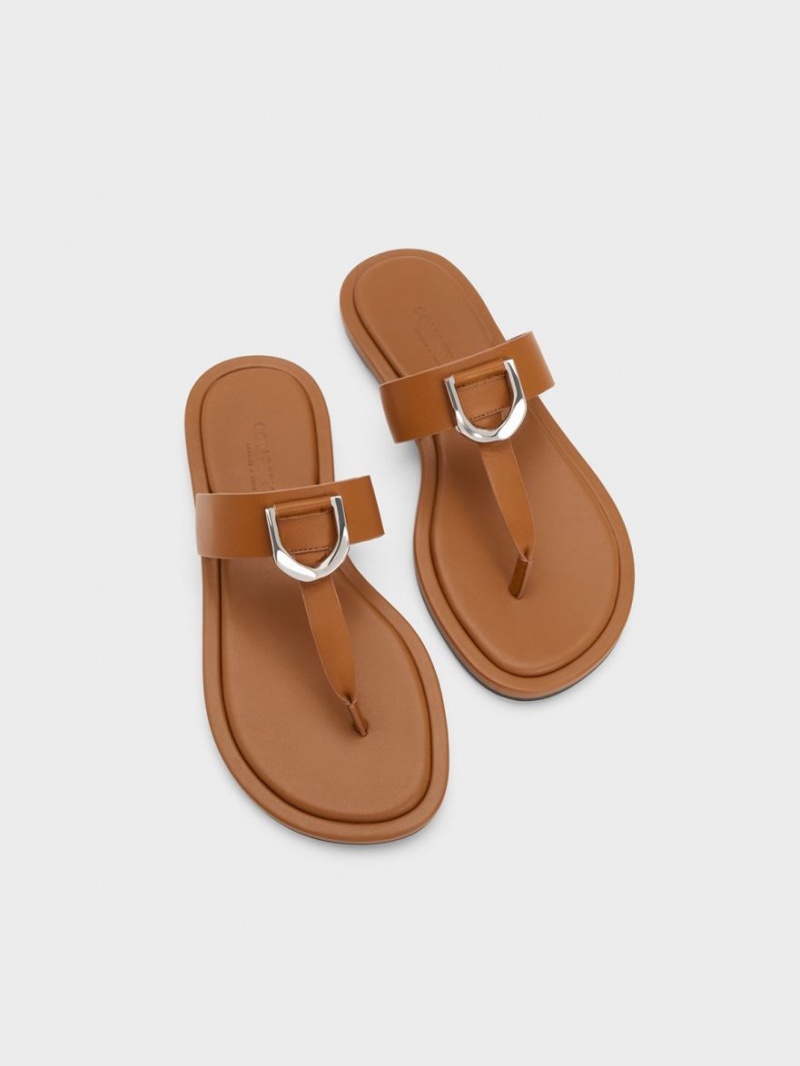 Σανδαλια Charles And Keith Gabine δερματινα Στρινγκ καφε | 23451-HMGX