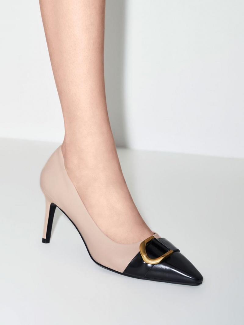 Γοβεσ Charles And Keith Gabine δερματινα toe-Cap Μπεζ | 97125-IZPX
