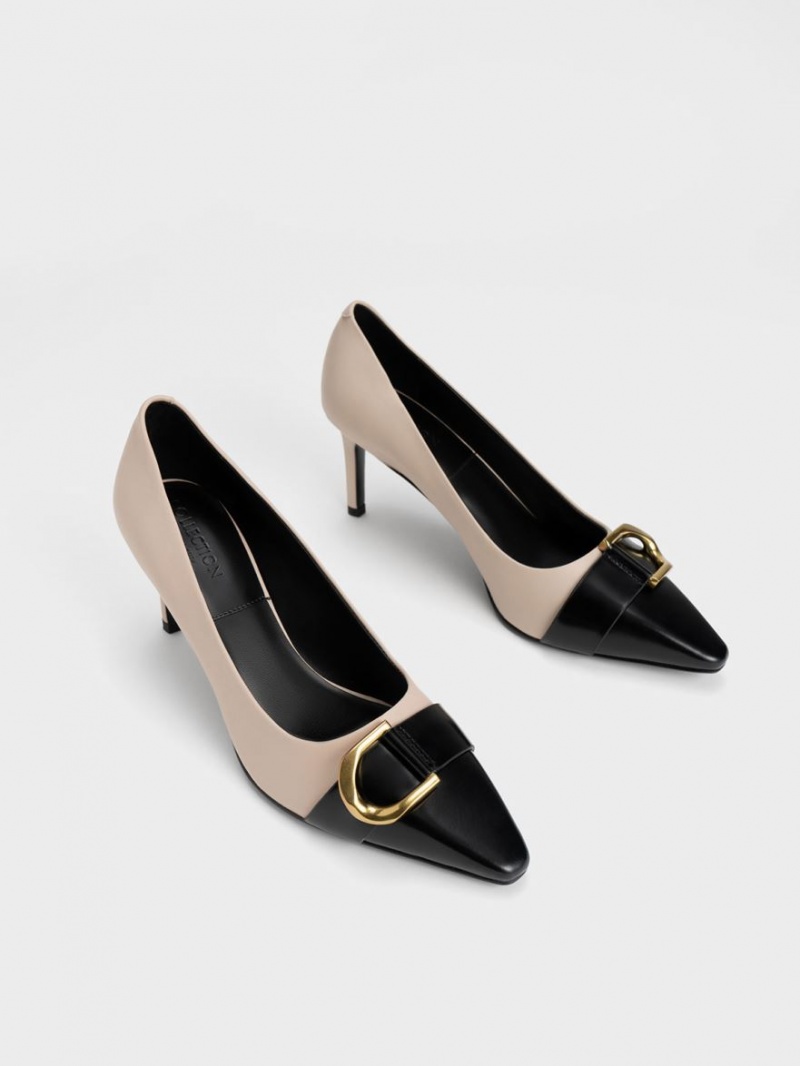 Γοβεσ Charles And Keith Gabine δερματινα toe-Cap Μπεζ | 97125-IZPX