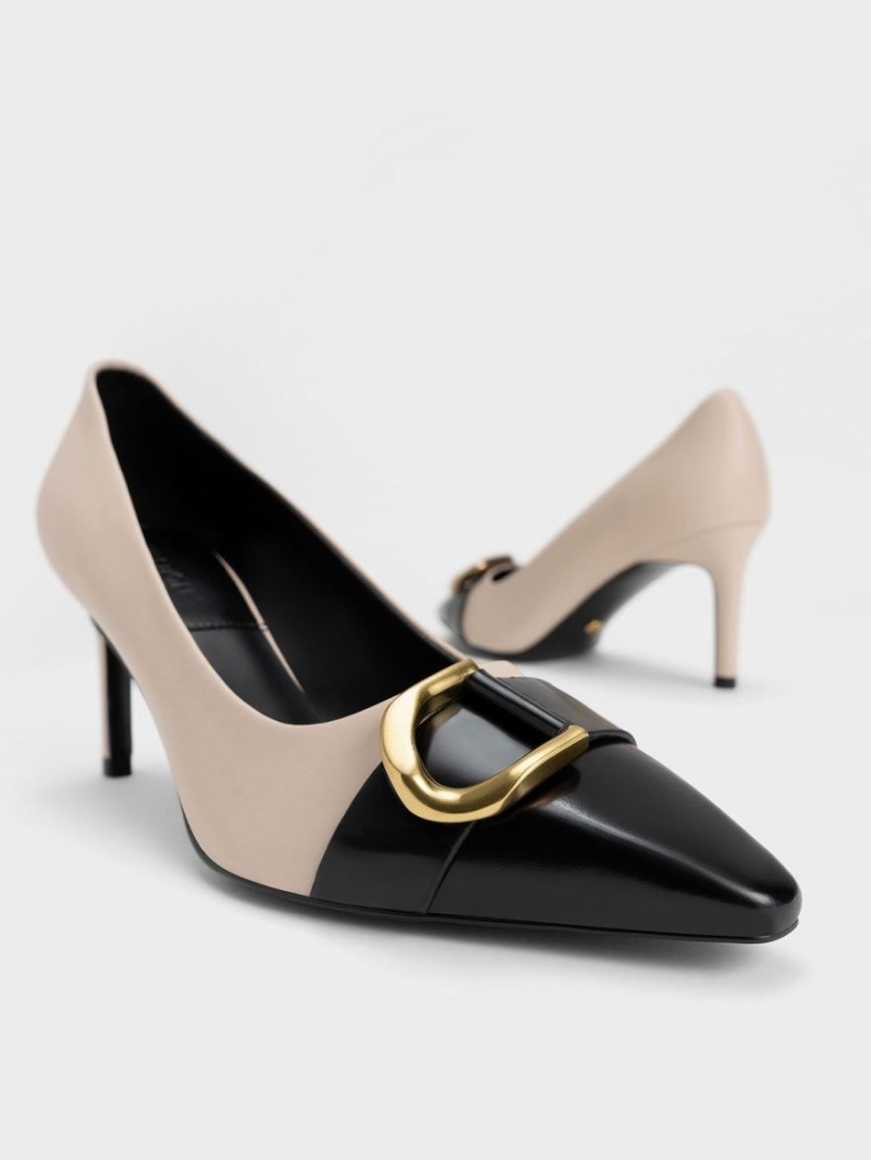 Γοβεσ Charles And Keith Gabine δερματινα toe-Cap Μπεζ | 97125-IZPX