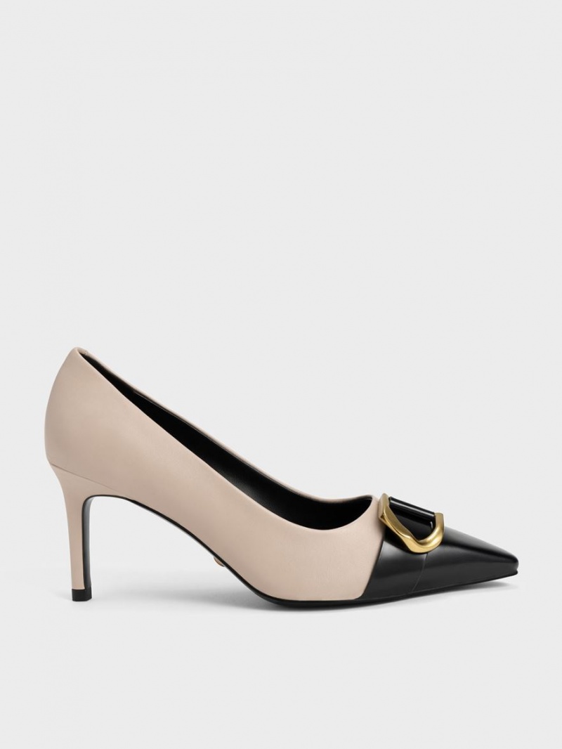 Γοβεσ Charles And Keith Gabine δερματινα toe-Cap Μπεζ | 97125-IZPX