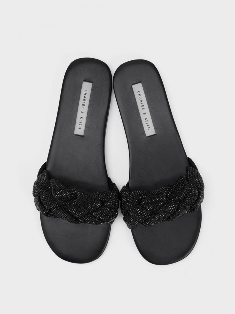 Σαγιοναρεσ Charles And Keith Gem-Embellished Braided λουρακια μαυρα | 28360-WZVG