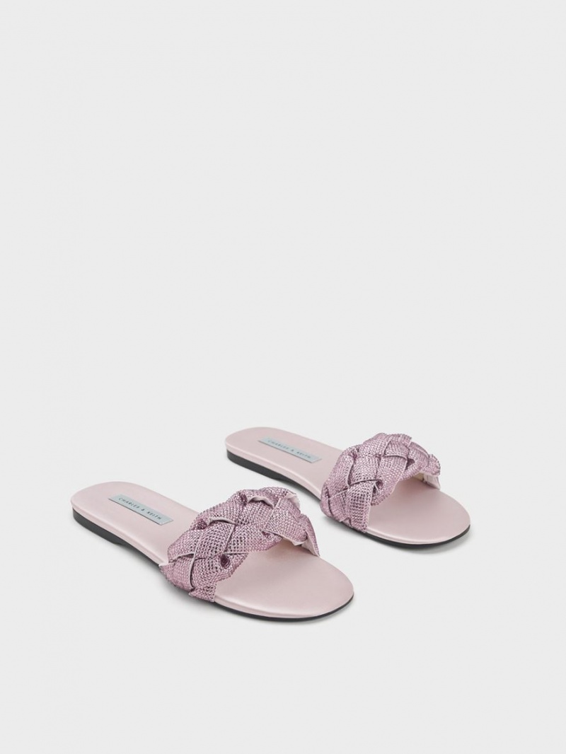 Σαγιοναρεσ Charles And Keith Gem-Embellished Braided λουρακια μωβ | 73096-CYOH