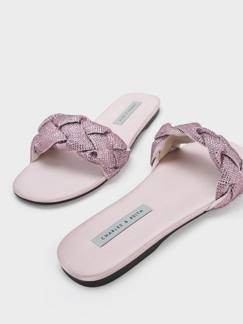 Σαγιοναρεσ Charles And Keith Gem-Embellished Braided λουρακια μωβ | 73096-CYOH