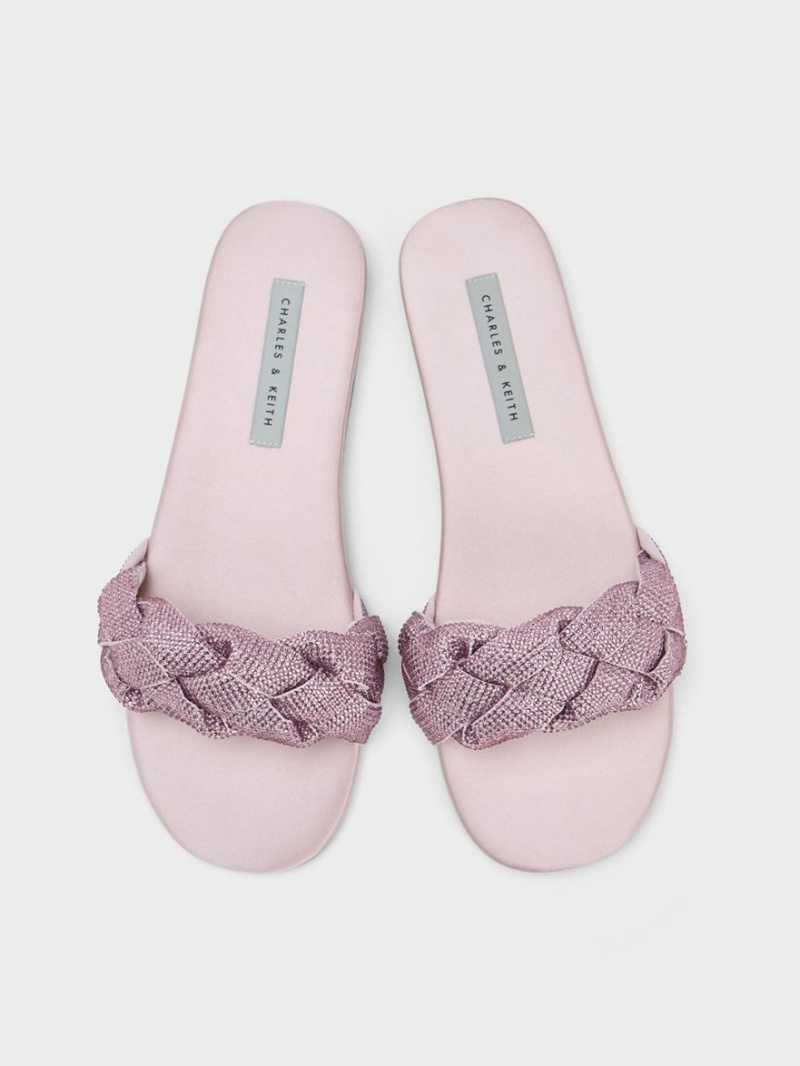 Σαγιοναρεσ Charles And Keith Gem-Embellished Braided λουρακια μωβ | 73096-CYOH