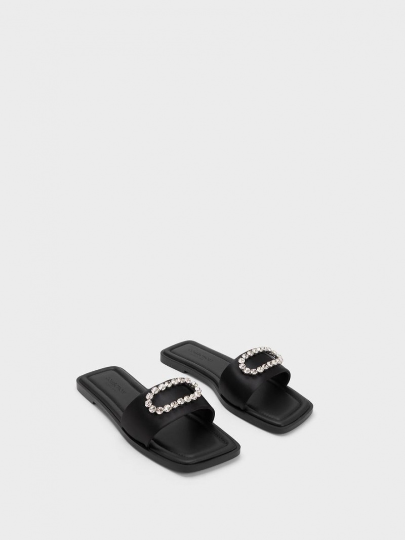 Σαγιοναρεσ Charles And Keith Gem-Embellished Recycled Polyester μαυρα | 81245-CKOL