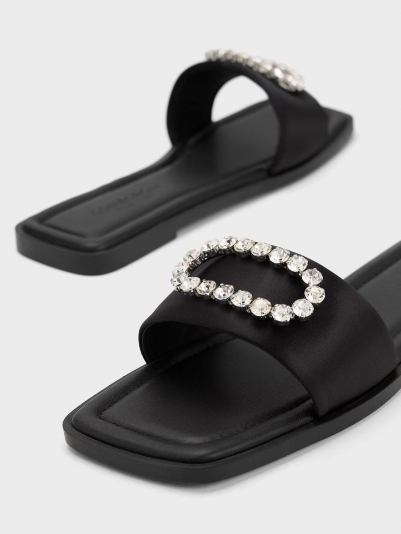Σαγιοναρεσ Charles And Keith Gem-Embellished Recycled Polyester μαυρα | 81245-CKOL