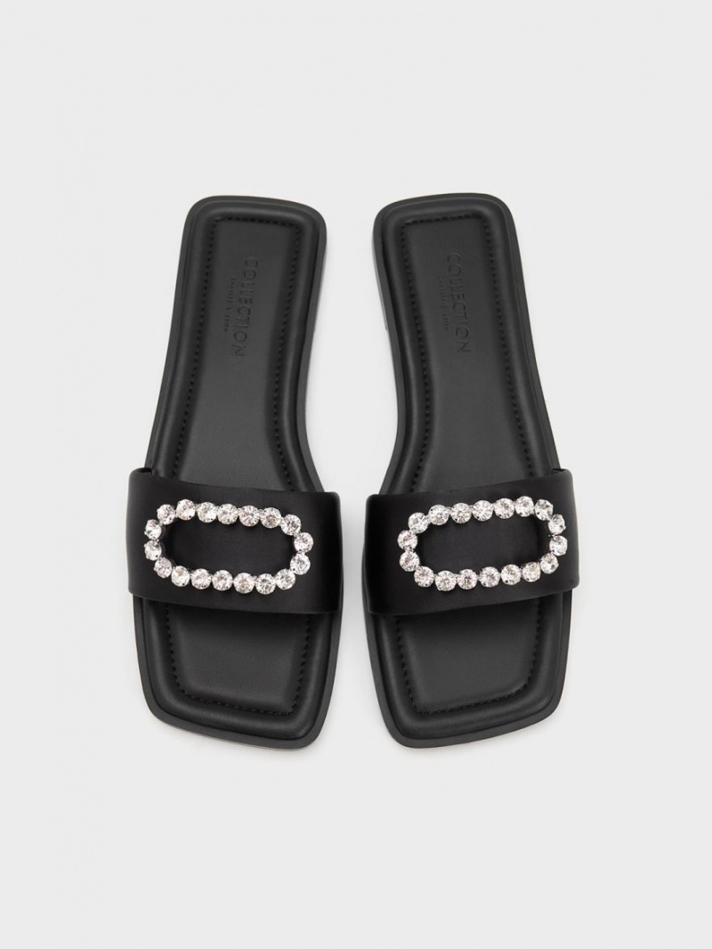 Σαγιοναρεσ Charles And Keith Gem-Embellished Recycled Polyester μαυρα | 81245-CKOL